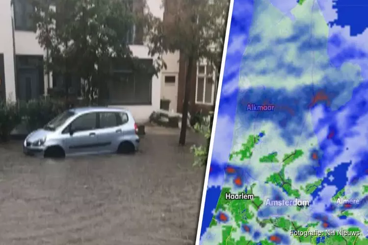 Straten in Zandvoort en Haarlem blank door zware regenval